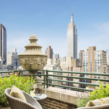 Beautiful view of New York from hotel balcony.